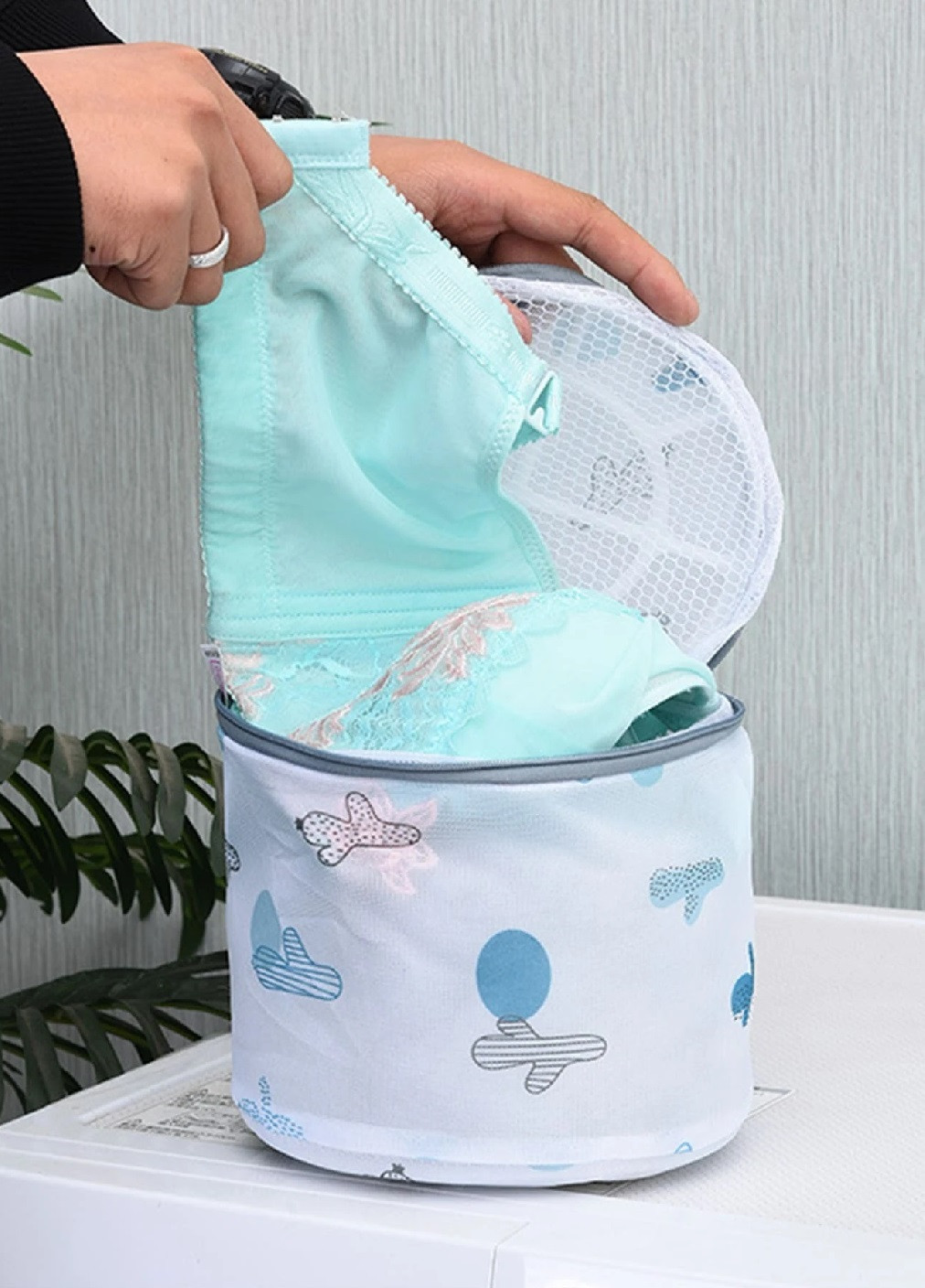 Комплект мішків контейнерів з капронової сітки для дбайливого прання одягу взуття бюстгалтерів 5 шт (474277-Prob) Кактуси Unbranded (257978242)