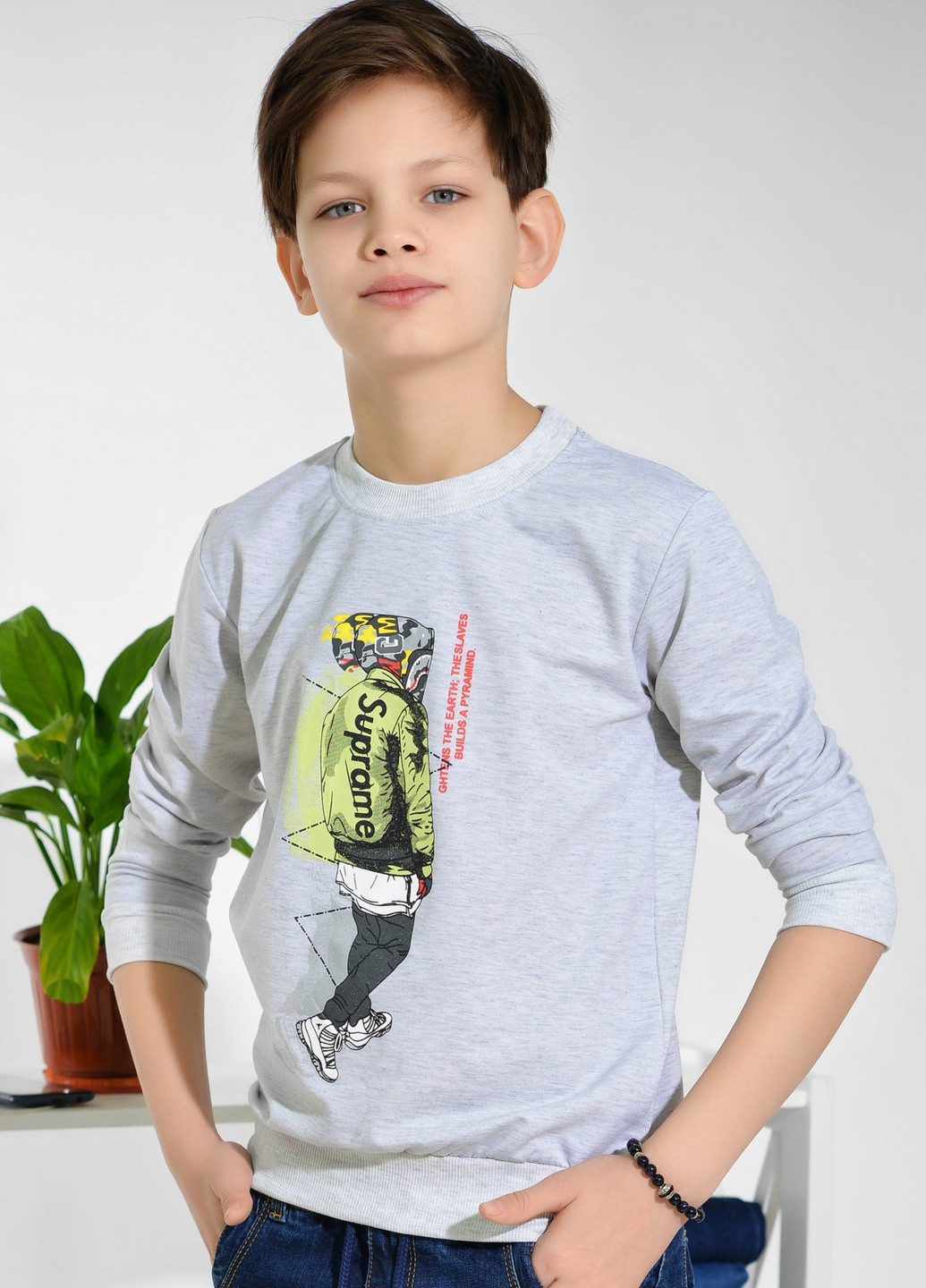 Серая футболки сорочки батник на хлопчика (3 товарища) Lemanta