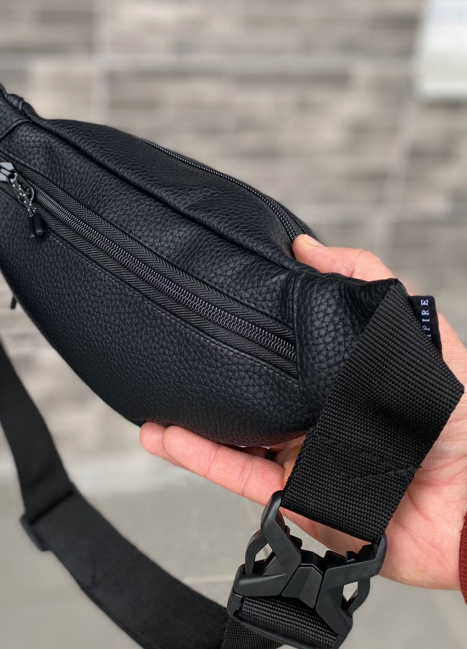 Поясна нагрудна чорна сумка бананка PUшкіра No Brand (258376788)