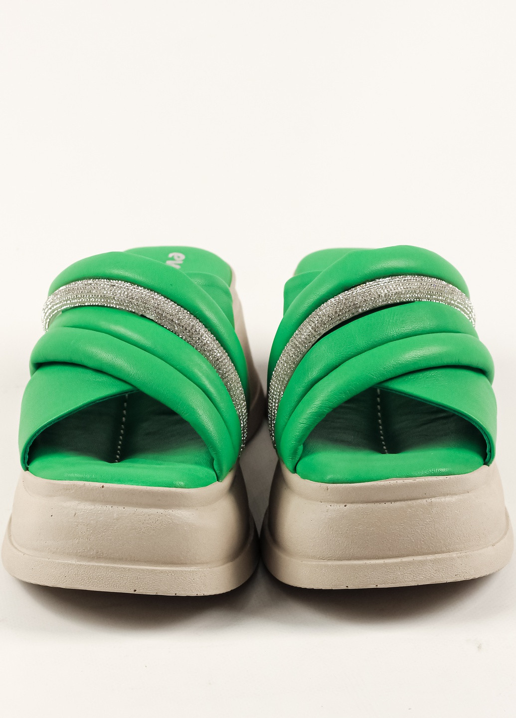 Шльопанці на платформі зелені шкіра Evromoda (258718148)