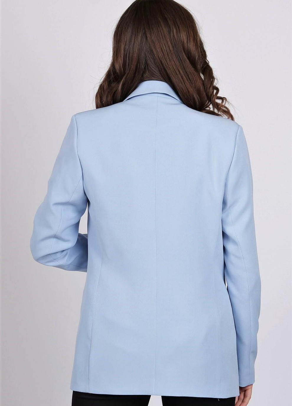 Голубой женский пиджак удлиненный женский 029 костюмный креп голубой Актуаль - демисезонный