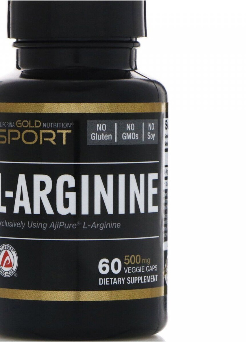 L-аргінін L-Arginine, AjiPure, 500 mg, 60 Veggie Caps California Gold Nutrition (257580580)