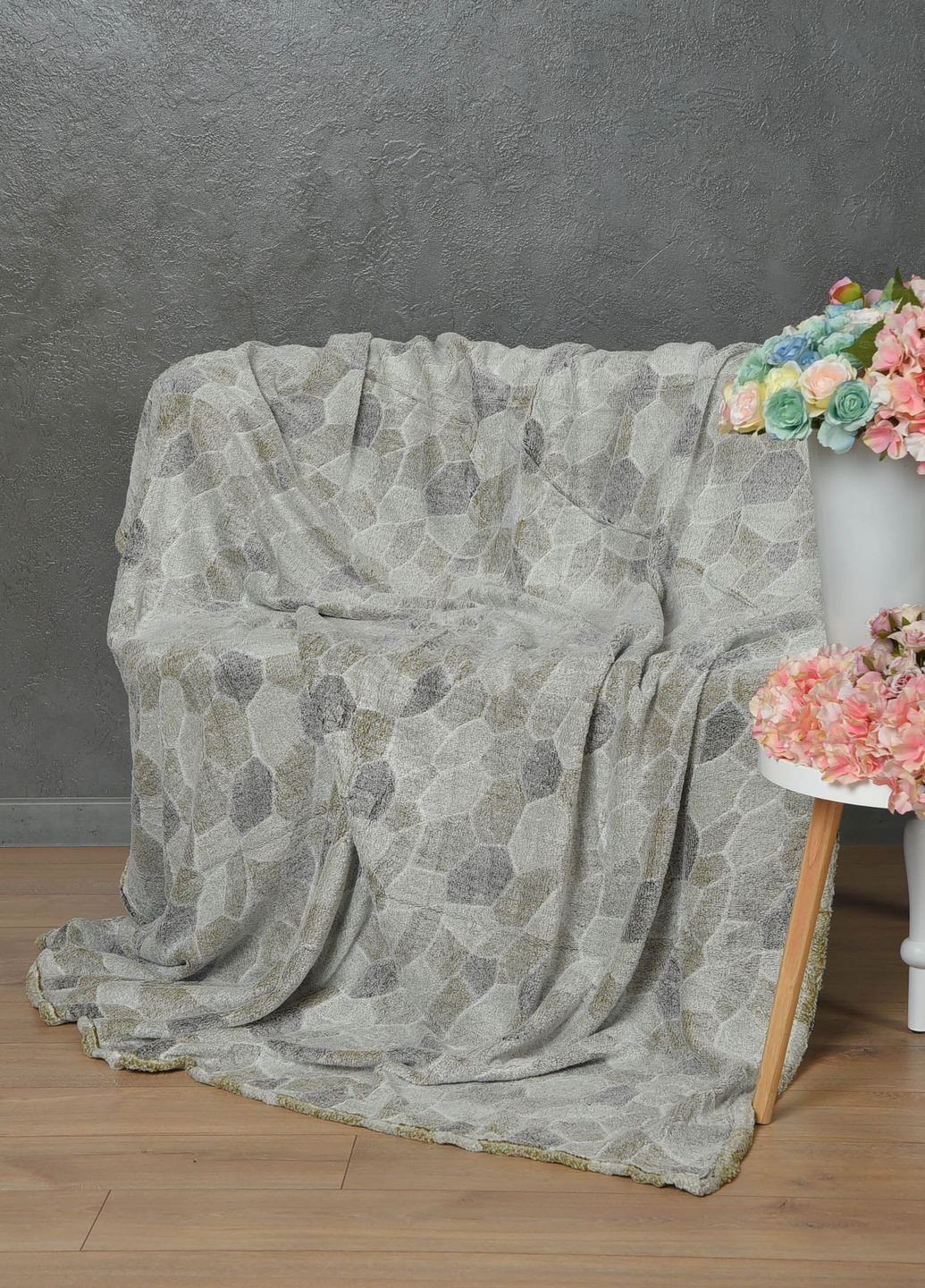 Плед коричневого цвета с принтом размер 180*200 Let's Shop (262376900)