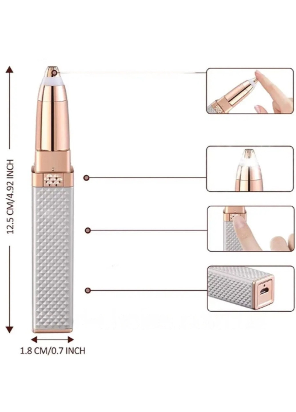 Триммер для бровей 2в1 Blawless USB MA-3 / Женский портативный триммер-эпилятор с насадками XO (257866898)