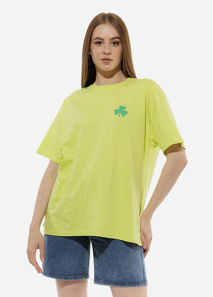 Кислотно-жёлтая летняя женская футболка оверсайз цвет лимонный цб-00218104 Dias