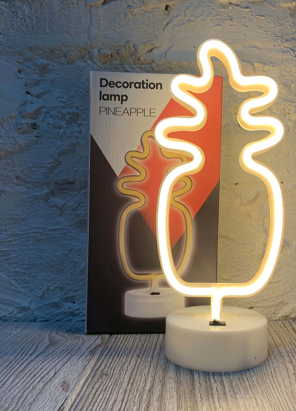 Настільний декоративний неоновий світильник-нічник Ананас (29,5х14,5 см, USB або батареї) - Жовтий Forus neon decoration lamp (257033364)