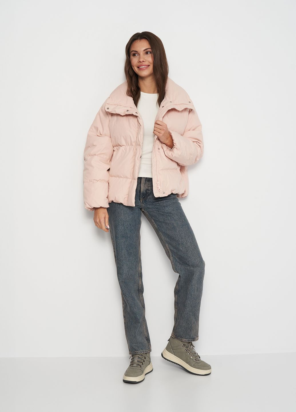 Светло-розовый зимний Пуховик аляска H&M