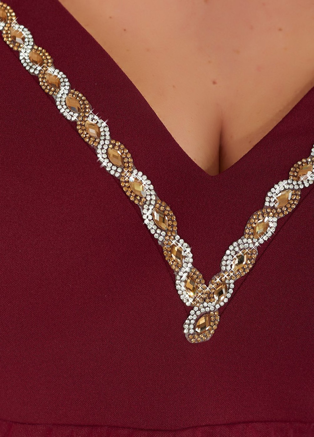 Червона сукні великіх розмірів ошатне плаття батал з кристалами (ут000060024) Lemanta