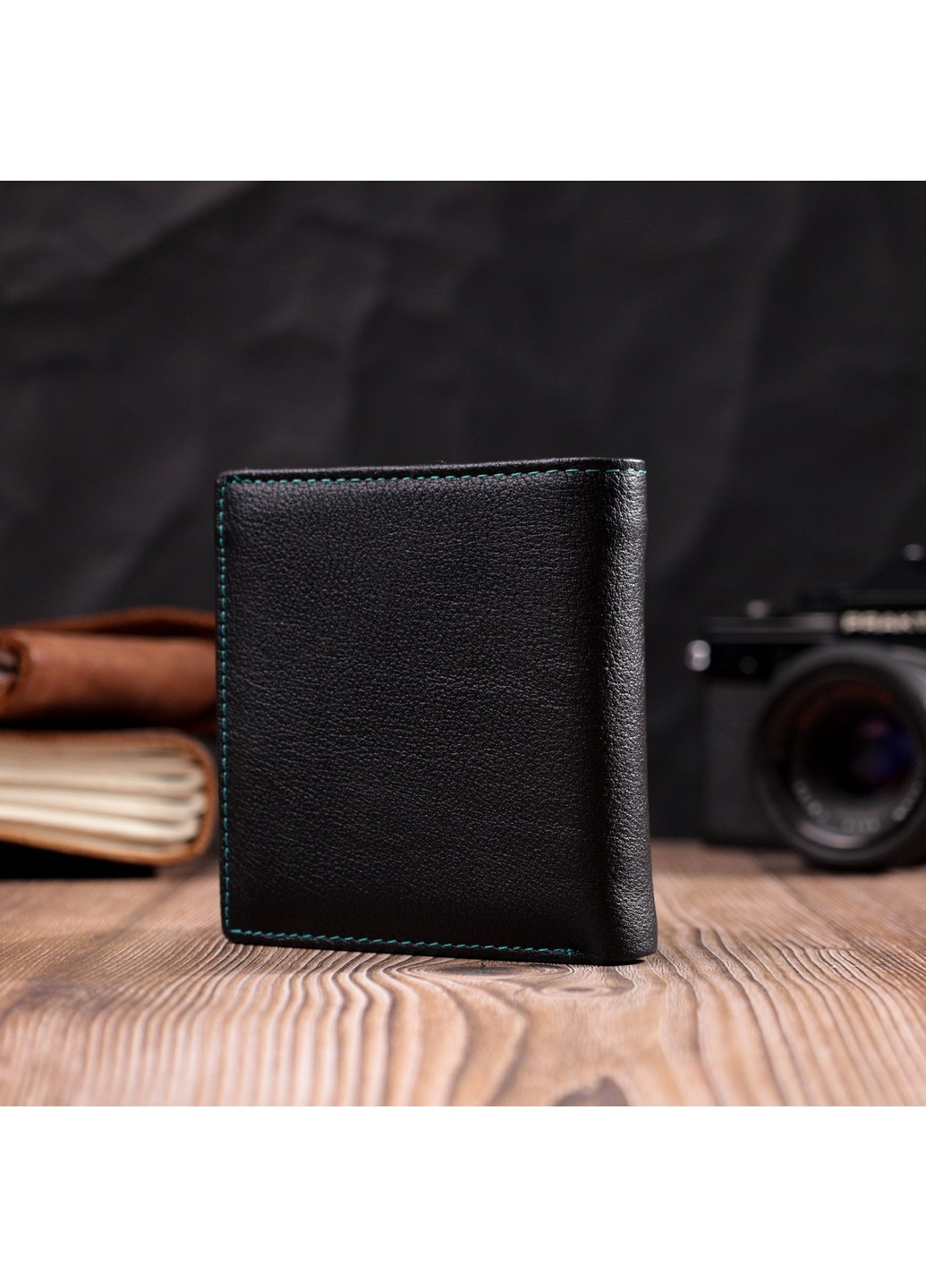 Жіночий оригінальний гаманець середнього розміру з натуральної шкіри 19500 Чорний st leather (277980548)