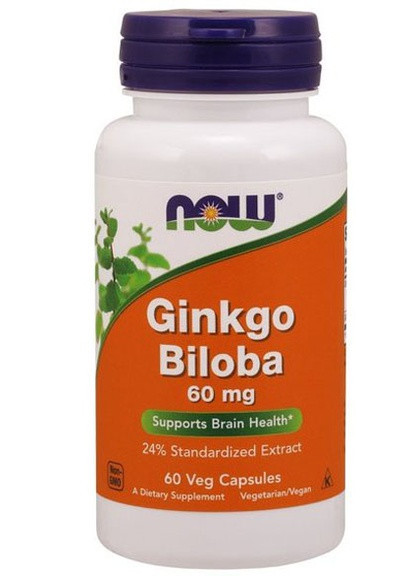 Ginkgo Biloba 60 mg 60 Veg Caps Now Foods (256721581)