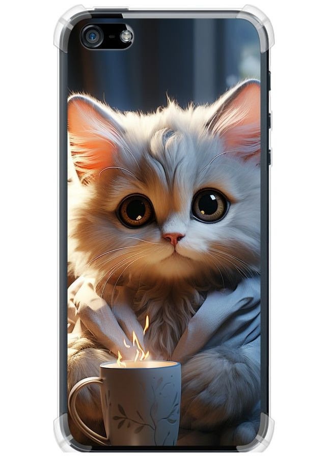 Силикон с усиленными углами чехол 'White cat' для Endorphone apple iphone 5 (265397132)
