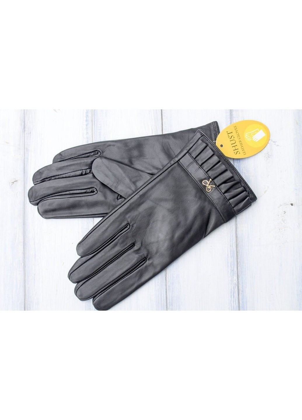 Черные женские перчатки из натуральной кожи М Shust Gloves (266143014)