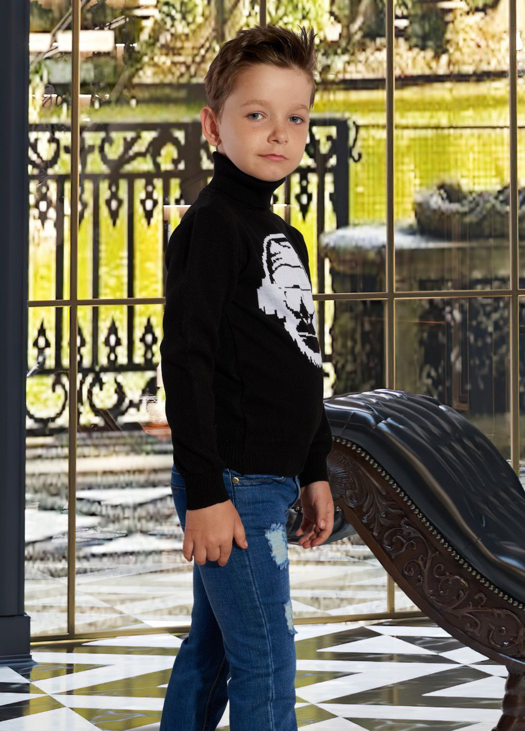 Черный светри светр на хлопчика (обезьяна) Lemanta