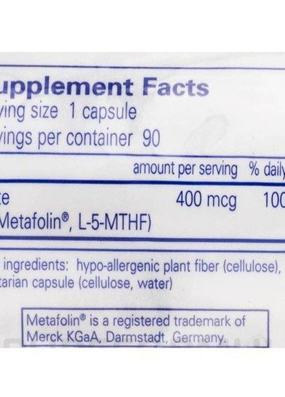 Folate 400 mg 90 Caps PE-01356 Pure Encapsulations (257342651)