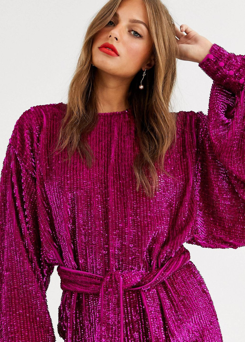 Фуксинова (кольору Фукія) сукня міні вечірня Asos