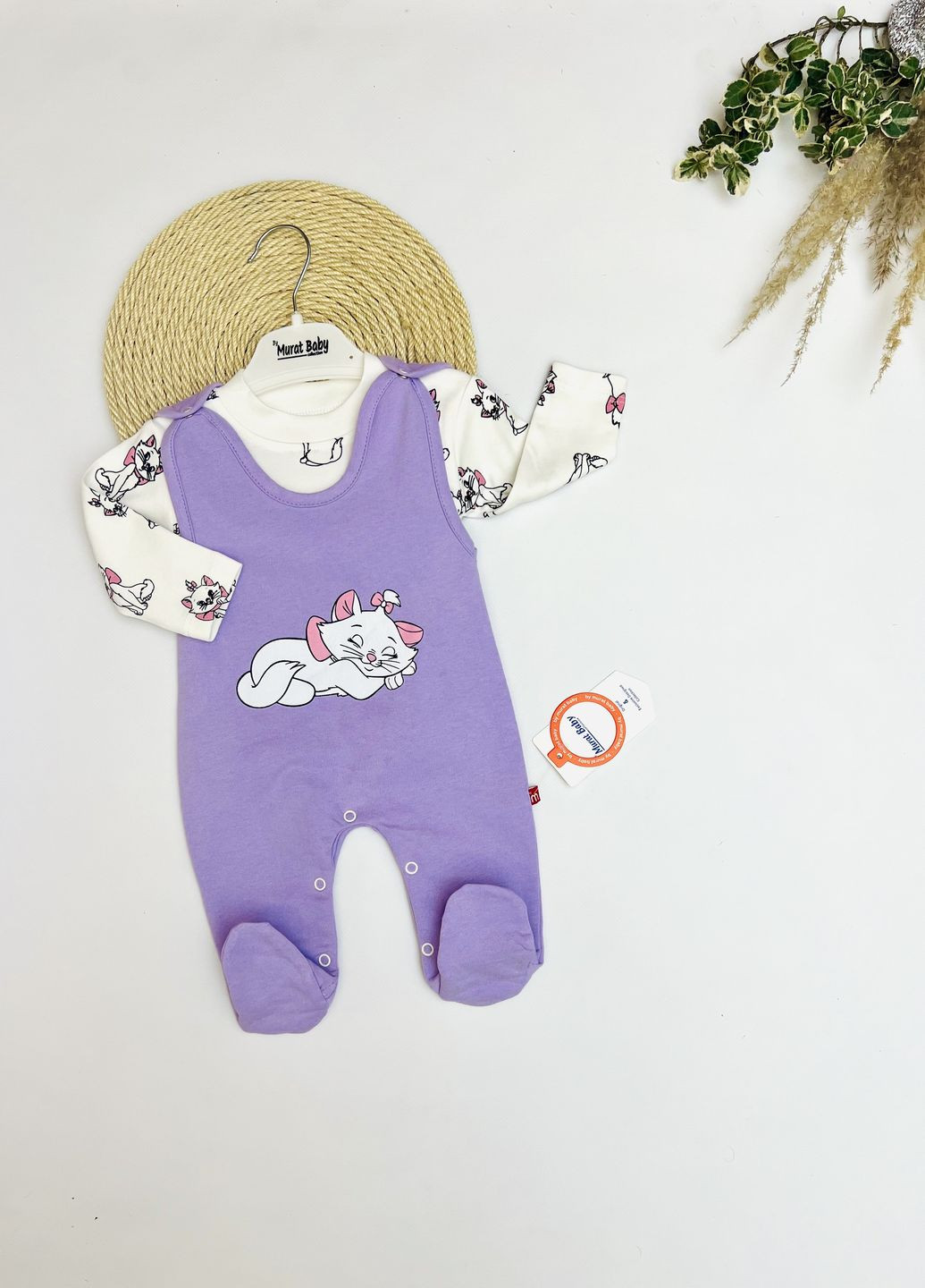 Фіолетовий демісезонний комбінезон + кофта для дівчаток " кошеня" Murat baby