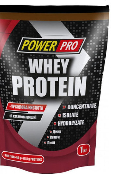 Whey Protein 1000 g /25 servings/ Вишня Power Pro (256722894)