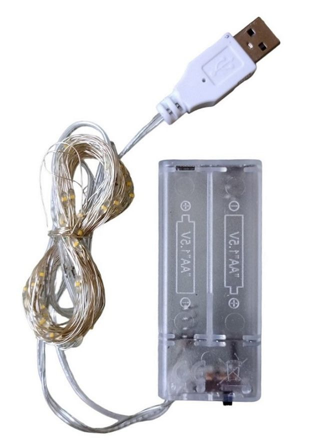 Светодиодная гирлянда нить Led "Капли росы" на 50 светодиодов 5 м статический режим на батарейках + USB подключение Мультицвет No Brand (265021575)