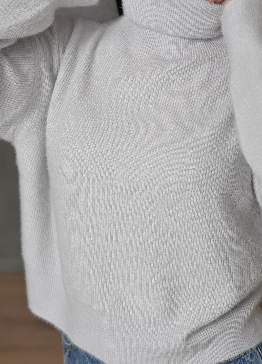 Серый демисезонный свитер женский серого цвета размер 44 джемпер Let's Shop