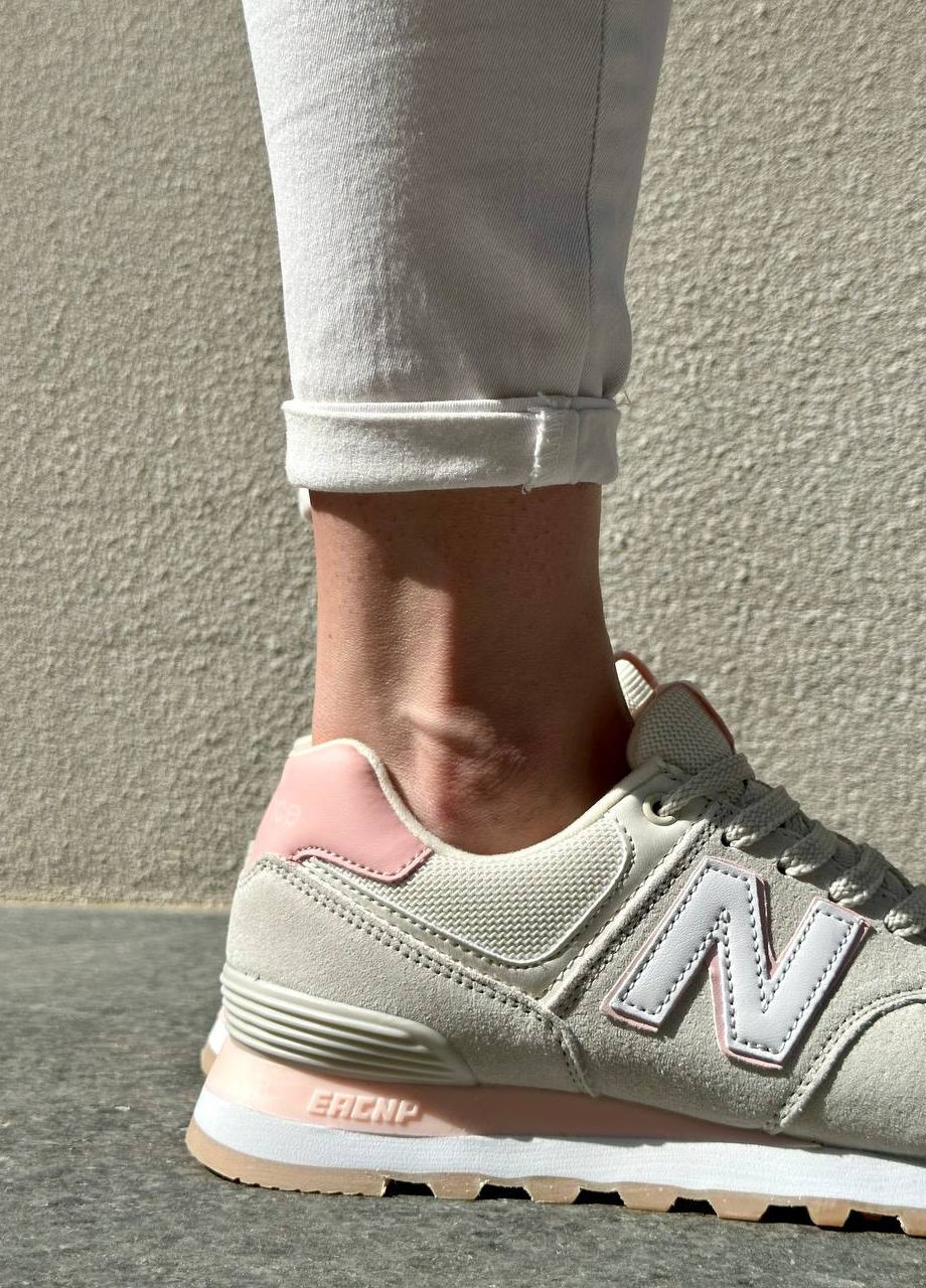 Кросовки реплика 574 Gray Pink Vakko серые демисезоны (265913097)