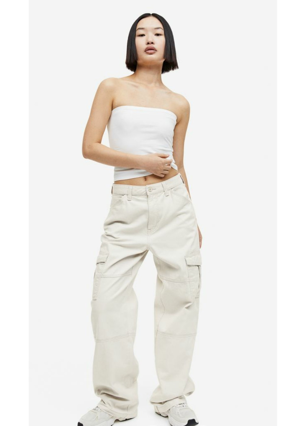 Женские штаны карго Н&М (56120) 34 Светло-бежевые H&M (261762921)