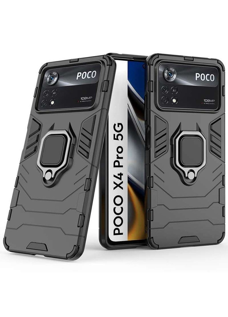 Протиударний чохол Transformer з кільцем на Xiaomi Poco X4 Pro 5G Epik (258523996)