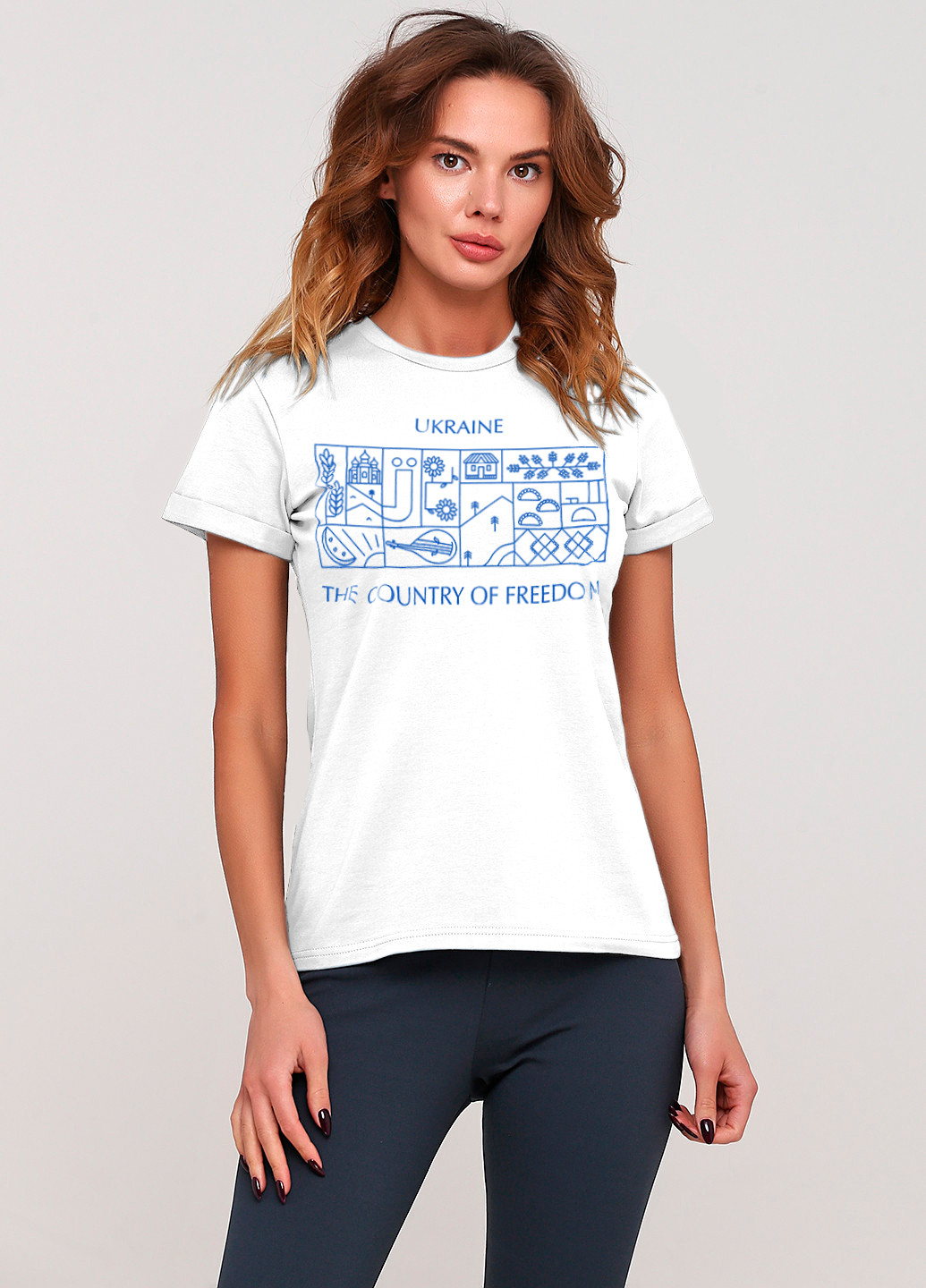 Жіноча футболка 19Ж441-24 біла з принтом "Орнамент" Malta - (270015103)