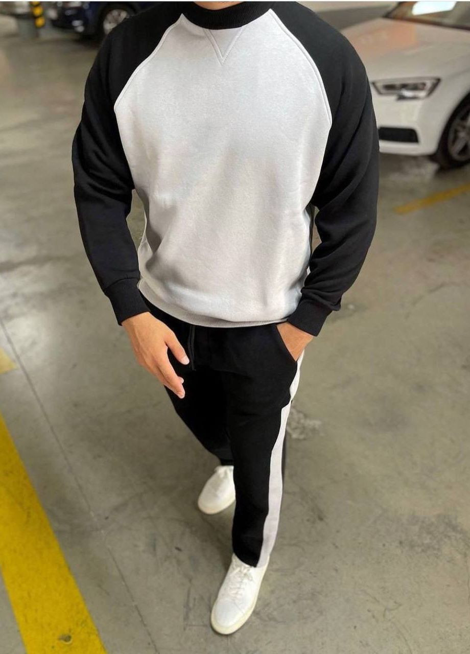 Черно-белый демисезонный костюм утепленный брючный Garna