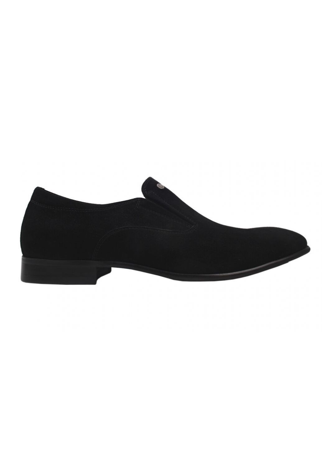 Черные туфли класика мужские натуральная замша, цвет черный Clemento