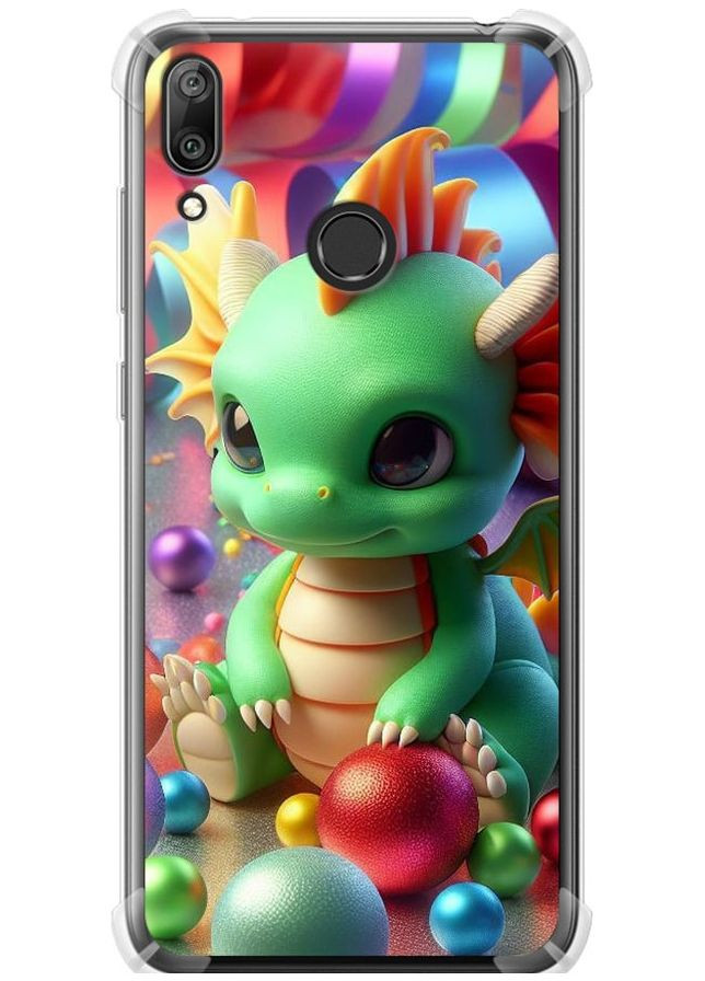 Силіконовий протиударний с посиленими кутами чохол 'Веселий дракончик' для Endorphone Huawei Y7 2019 (275458737)