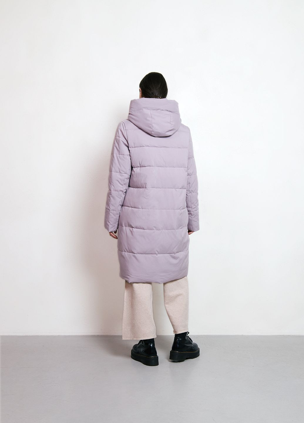 Лавандова зимня куртка-пальто з капюшоном модель Visdeer 2259
