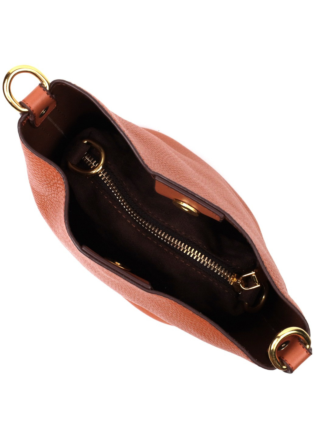 Небольшая женская сумка с автономной косметичкой внутри из натуральной кожи 22366 Коричневая Vintage (276461838)