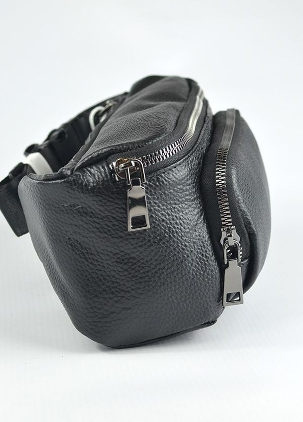 Шкіряна чорна нагрудна сумка бананка через плече, молодіжна поясна модна сумочка зі шкіри No Brand (267229422)