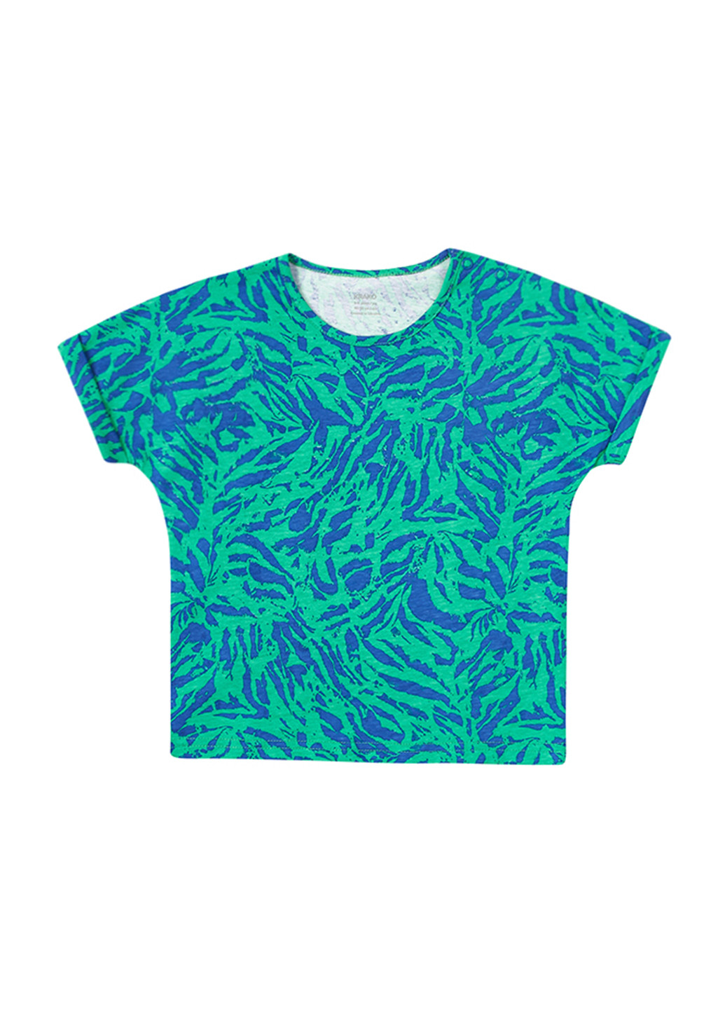 Комбинированная летняя футболка "зебра зелено-синя" KRAKO