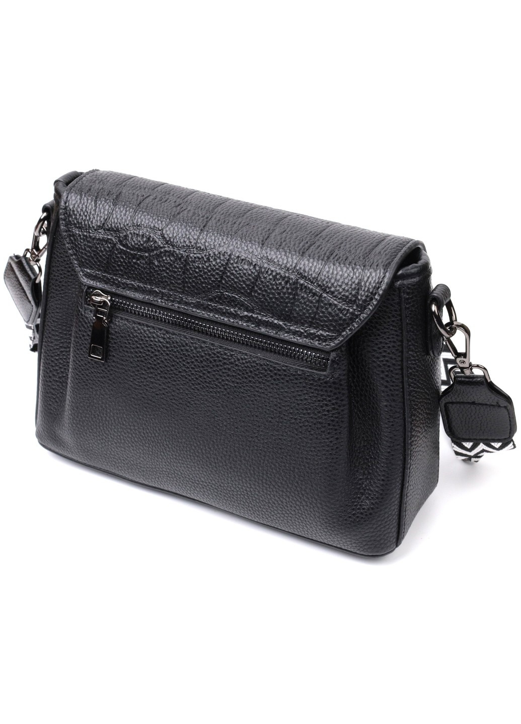 Красивая женская сумка из натуральной кожи 22330 Черная Vintage (276461765)