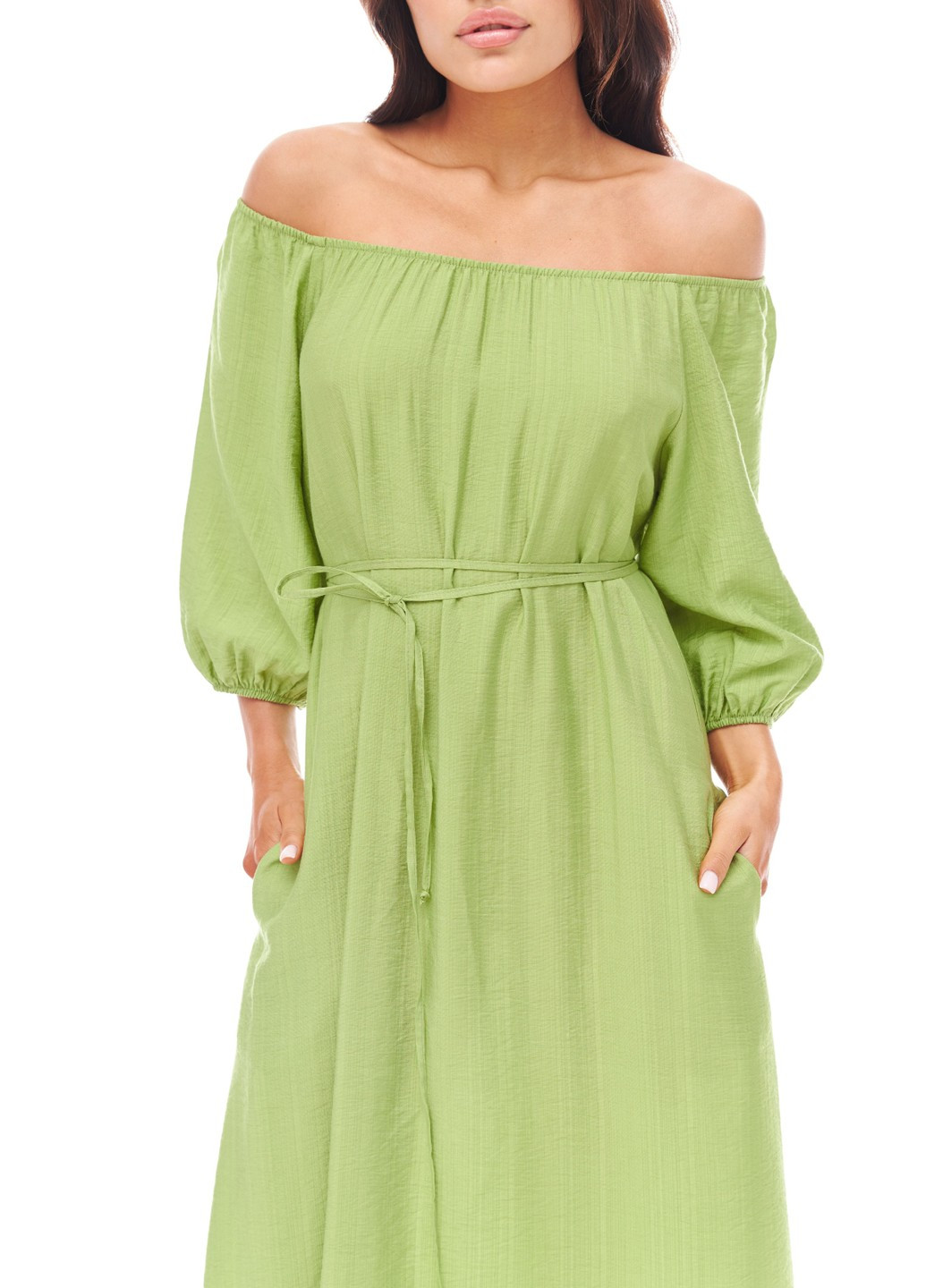Зеленое платье длины миди. цвет - яблоко Oona