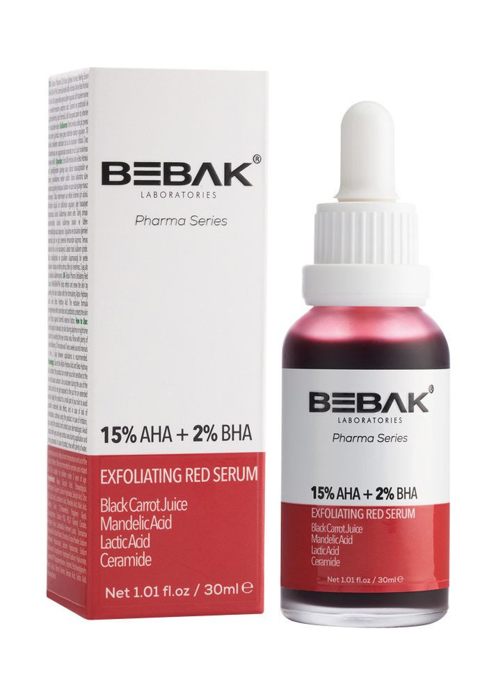 Отшелушивающая красная сыворотка для лица с кислотами AHA-BHA-PHA Pharma, 30 мл Bebak (267498942)