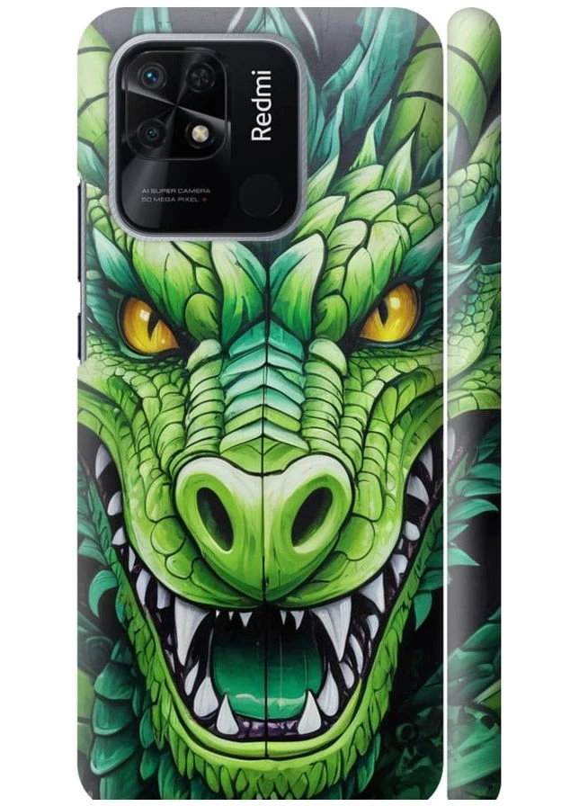 3D пластиковий матовий чохол 'Зелений дракон' для Endorphone Xiaomi Redmi 10C (275461461)