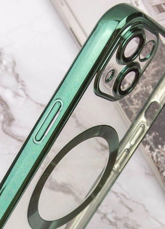 TPU хромовий чохол Chrome with Magnetic + захист камери для Apple iPhone 15 (6.1") Green No Brand (278643217)