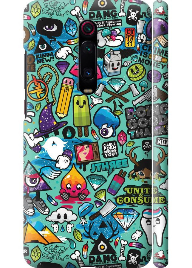 3D пластиковый матовый чехол 'Стикер бомбинг 1' для Endorphone Xiaomi Redmi K20 Pro (260598947)