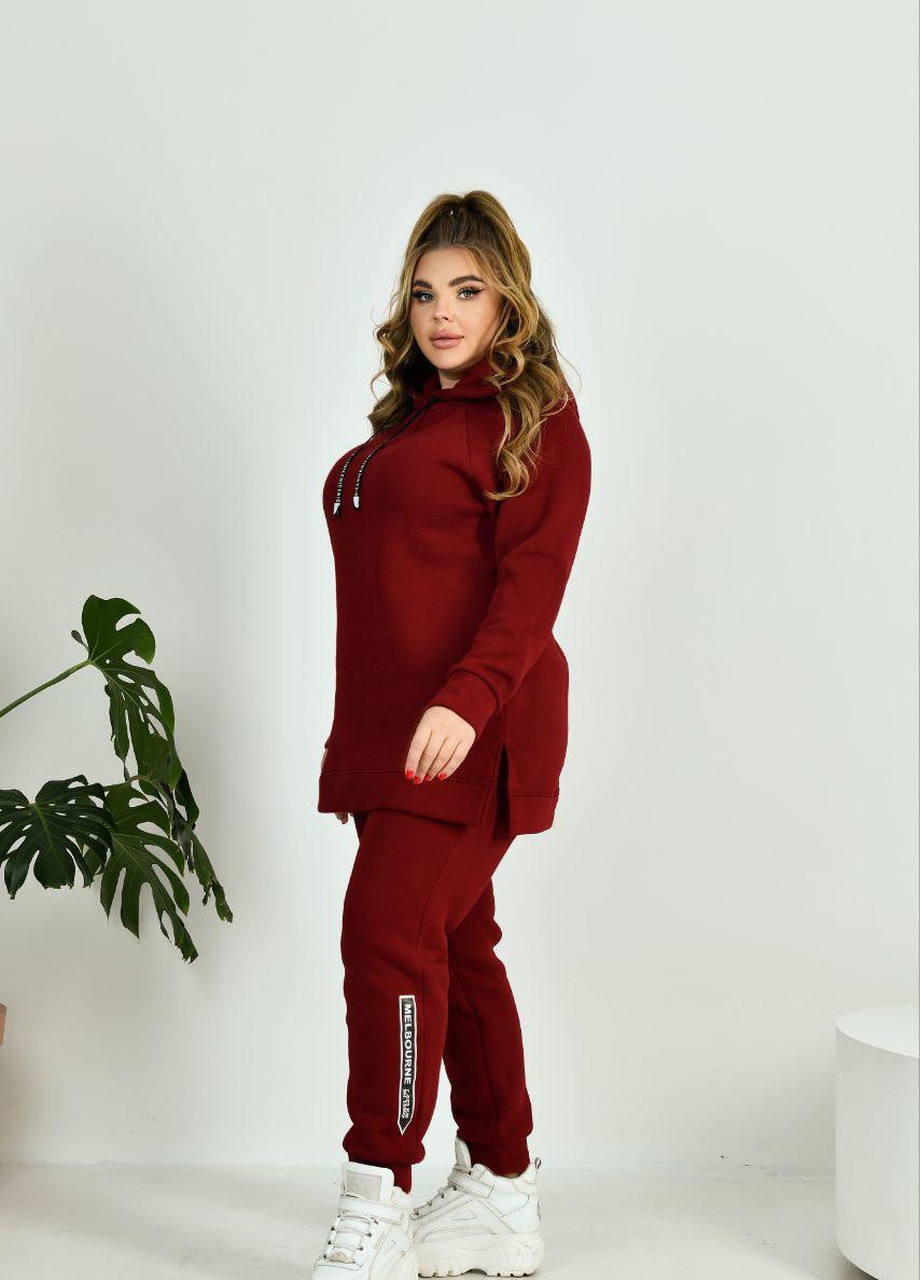 Женский теплый прогулочный костюм бордового цвета 383685 New Trend (257611085)