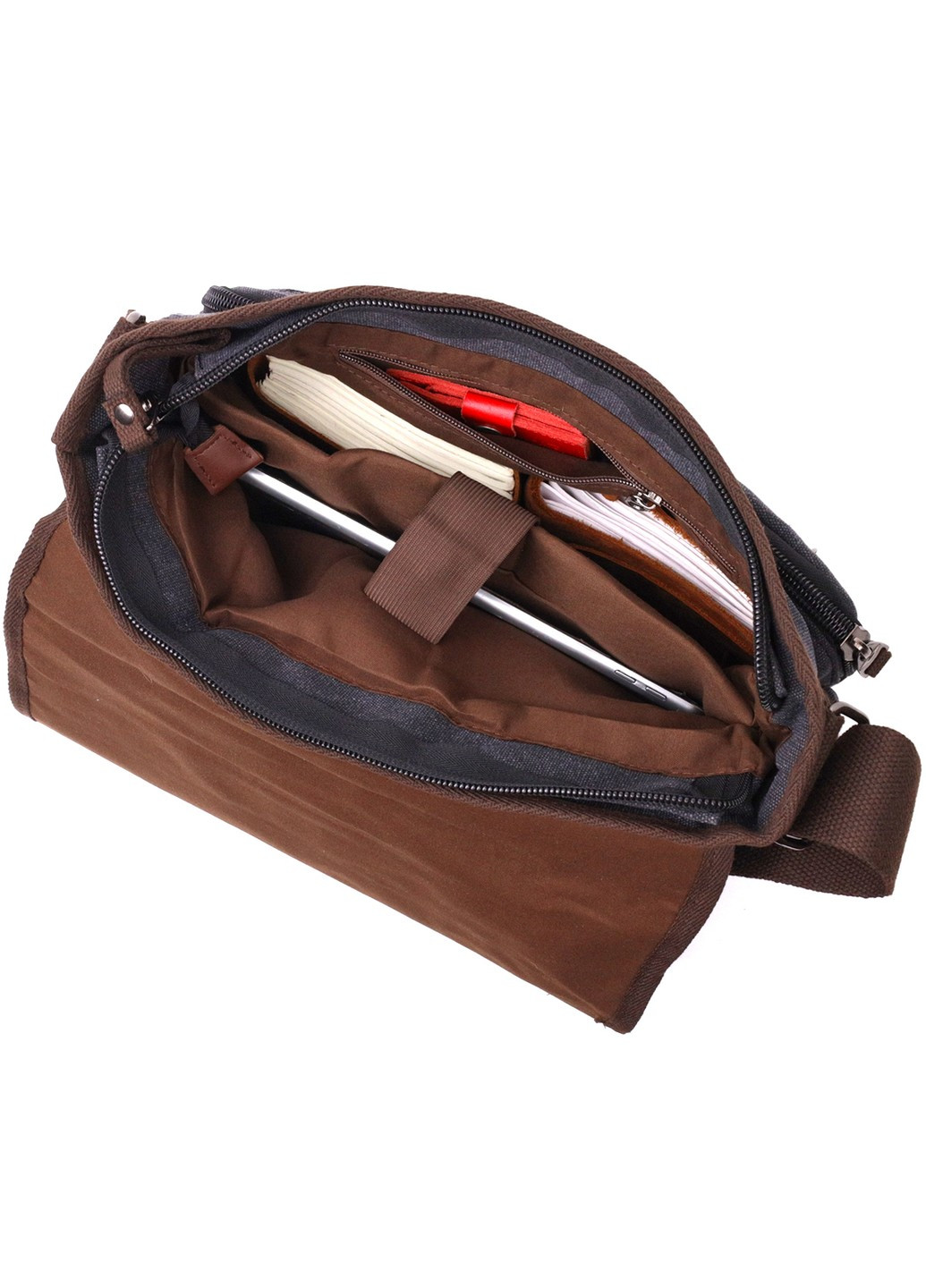 Сумка через плече для ноутбука 13" із щільного текстилю 22200 Чорний Vintage (267925331)