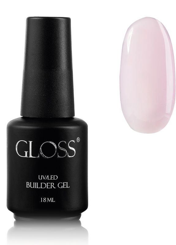 Однофазний гель з пензлем Builder Gel GLOSS Pale Pink, 18 мл Gloss Company (274275190)
