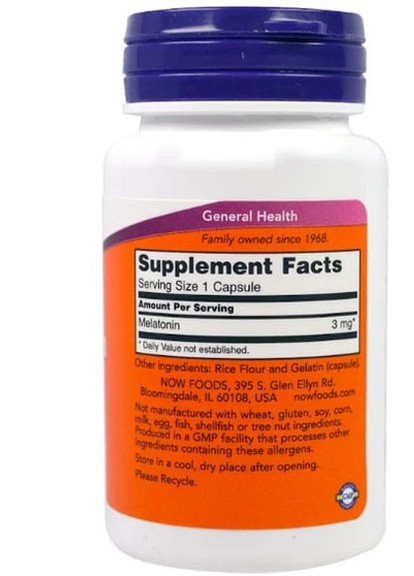 Melatonin 3 mg 60 Caps Now Foods (256722812)