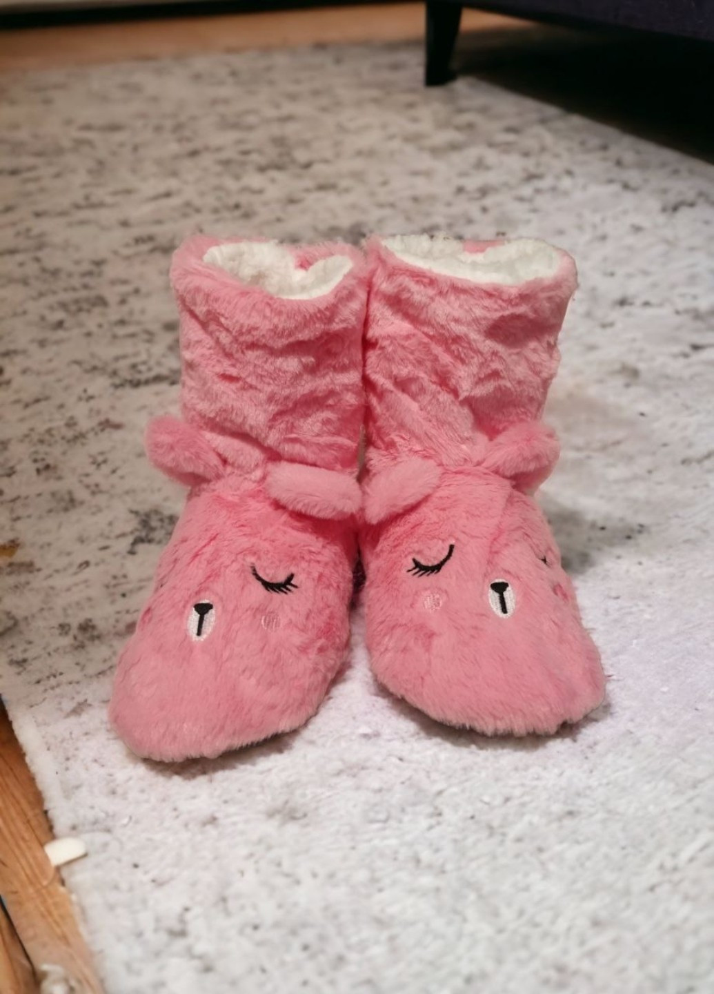 Розовые домашние тапочки-сапожки женские sleepy rabbit No Brand