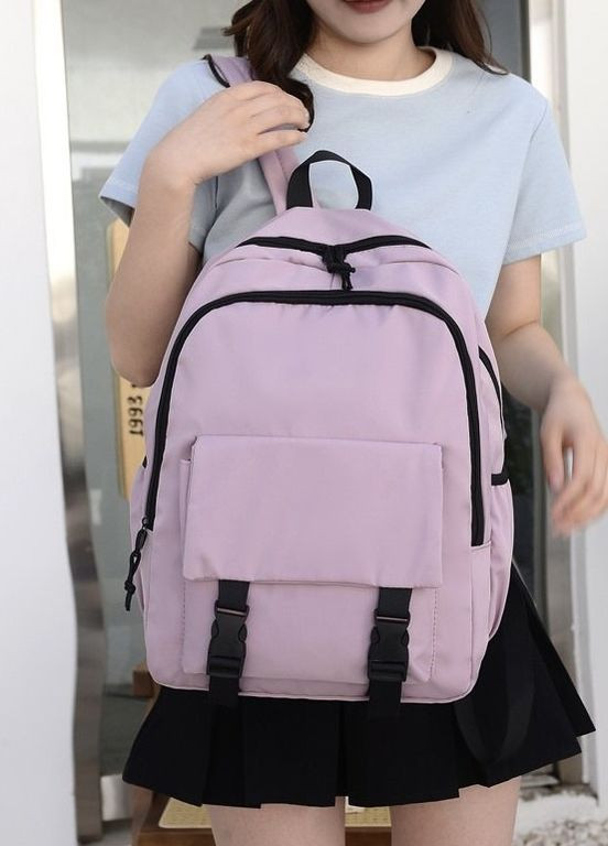 Рюкзак с карманами 658 женский детский школьный портфель розовый No Brand (275998148)