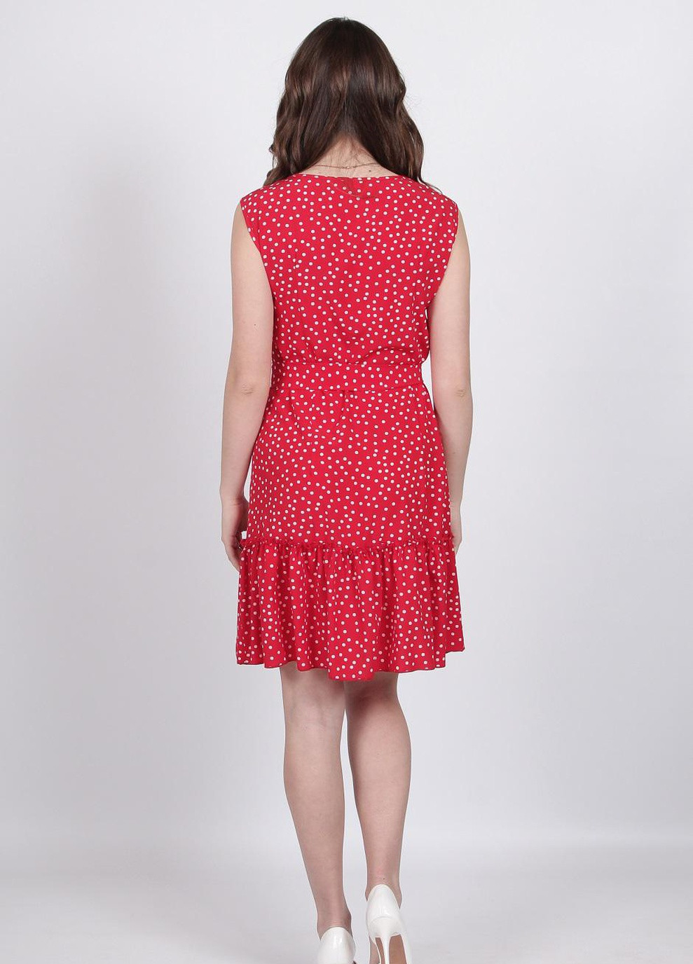 Червона кежуал сукня жіноча 339 горох білий софт червоне Актуаль