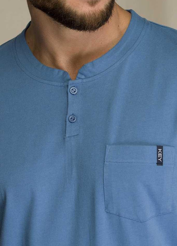 Пижама мужская шорты и футболка с коротким рукавом Голубой с темно-синим MNS 223 A21 (С) Key (257043134)
