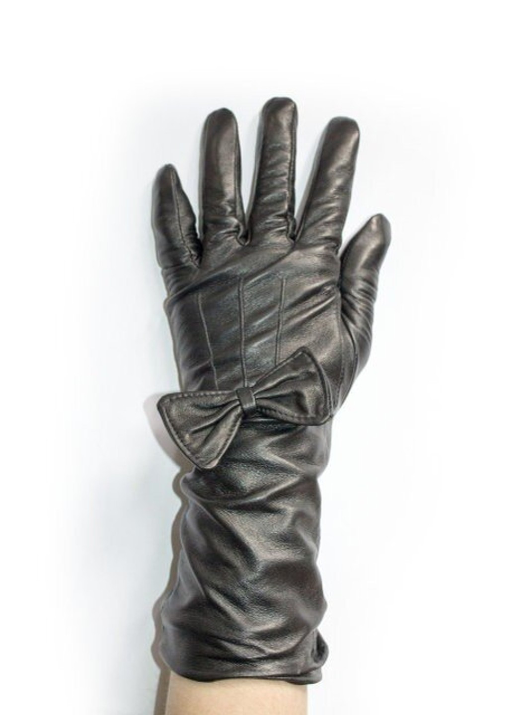 Женские черные кожаные длинные перчатки L Shust Gloves (266143009)