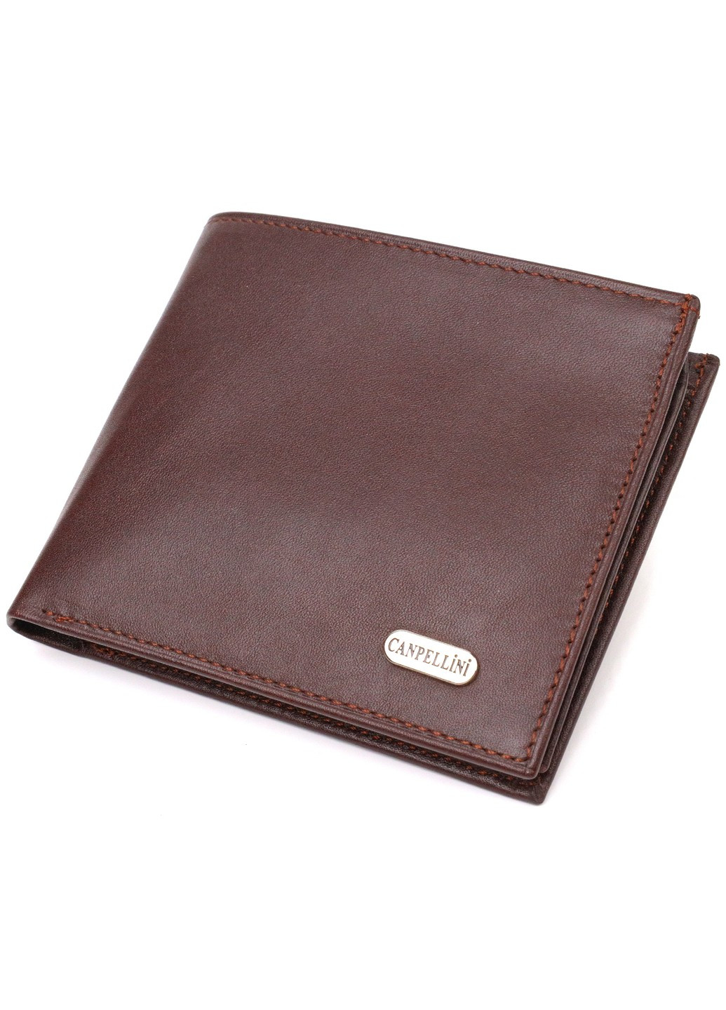 Оригинальное мужское портмоне из натуральной гладкой кожи 21782 Темно коричневое Canpellini (259815830)
